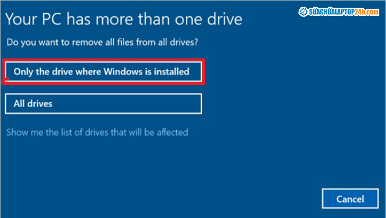 Tùy chọn xóa dữ liệu ổ cứng