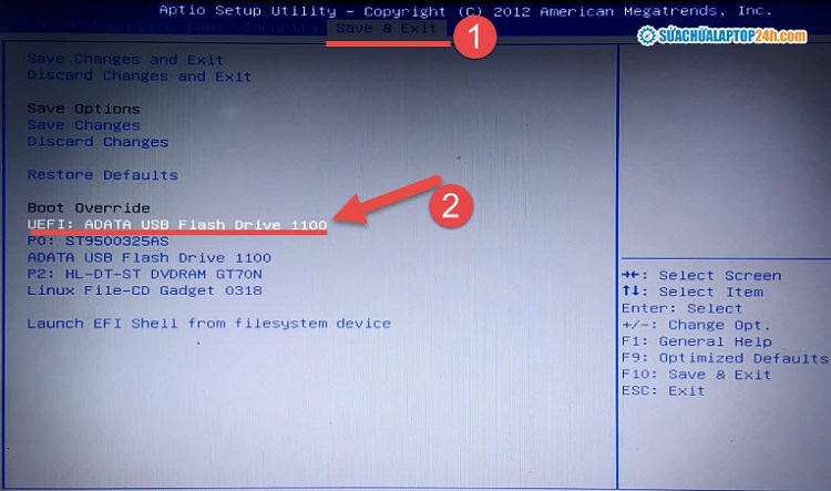 Chọn dòng đầu tiên có chữ UEFI