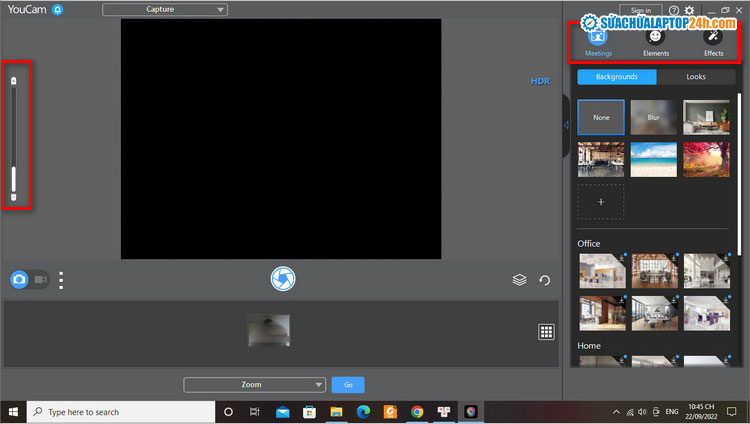 Chèn khung, sticker hay hiệu ứng theo ý thích ở bên phải màn hình