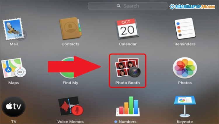 Mở ứng dụng Photo Booth như trên màn hình