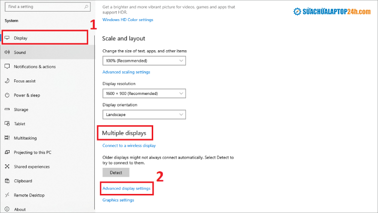 Thao tác các bước như hình để thay đổi tần số quét