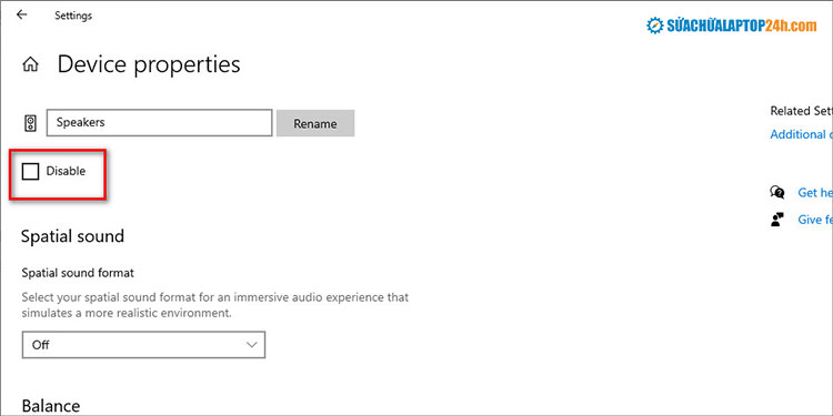 Đảm bảo laptop của bạn không tích chọn Disable