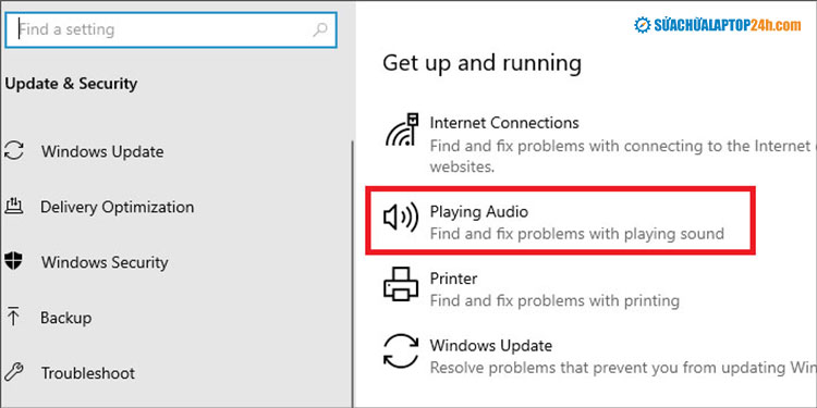 Chọn Playing Audio