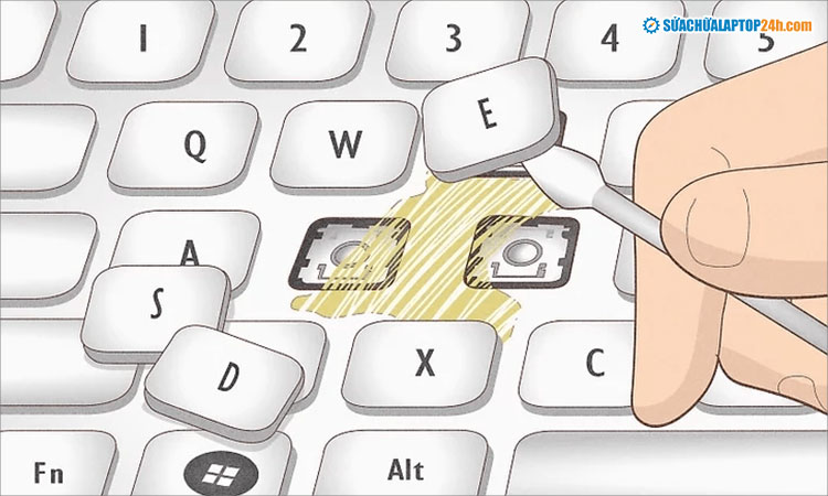 Cạy nhẹ các phím cần làm sạch