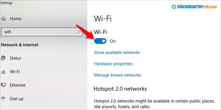 Chuyển chế độ WiFi sang On để bật