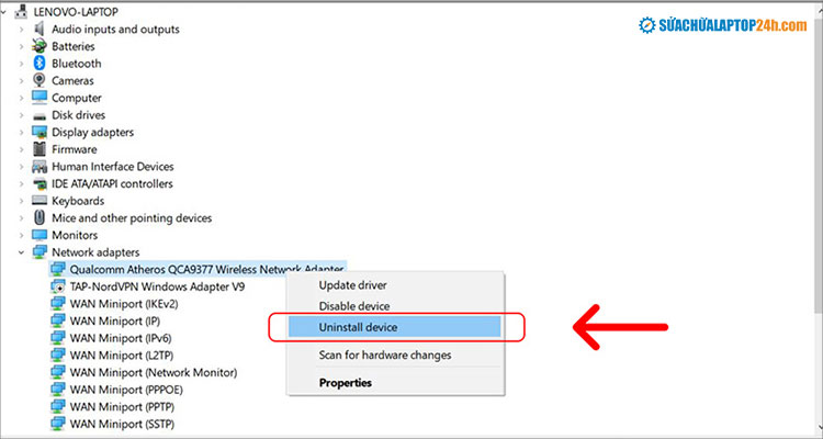 Chọn tên Driver có chữ Wireless như hình