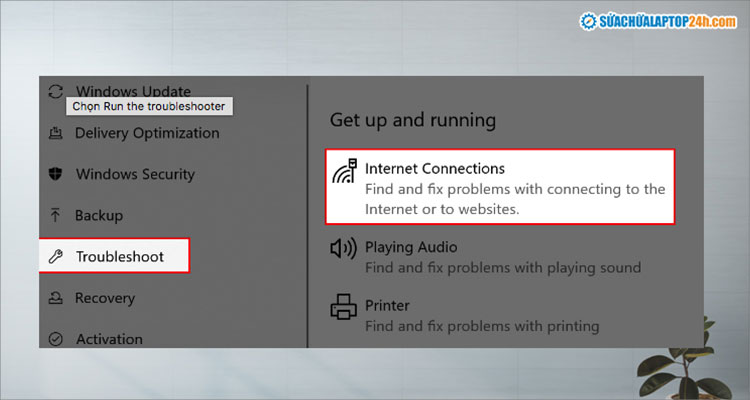 Chọn Internet Connections
