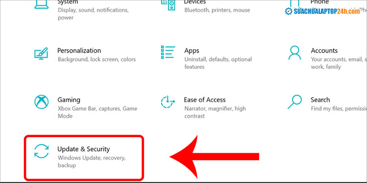 Chọn Update & Security