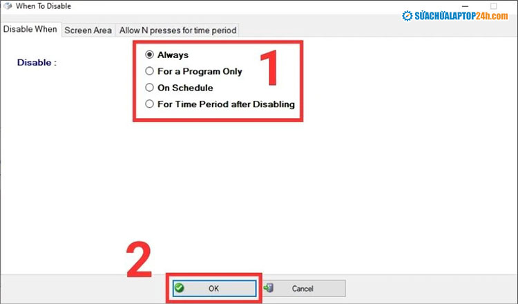Chọn thiết lập khóa bàn phím laptop theo ý muốn