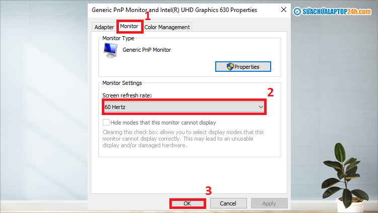 Chọn tần số phù hợp rồi nhấn OK