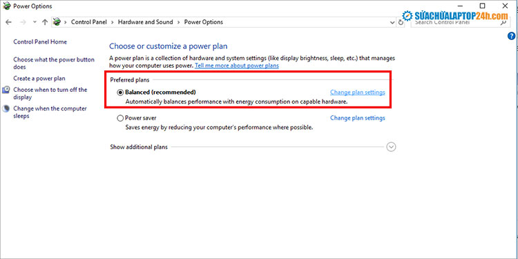 Chọn Change plan settings