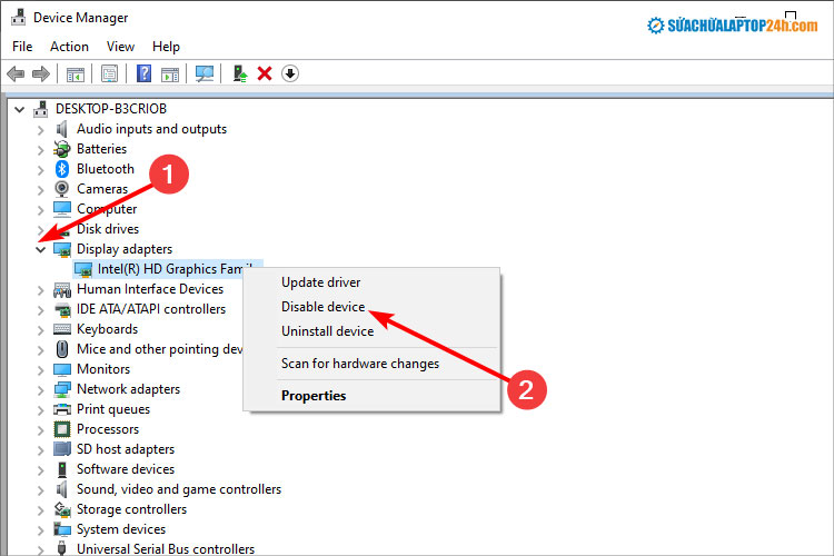 Tắt trình điều khiển hiển thị hình ảnh