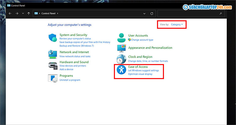 Chọn Ease of Access như hình