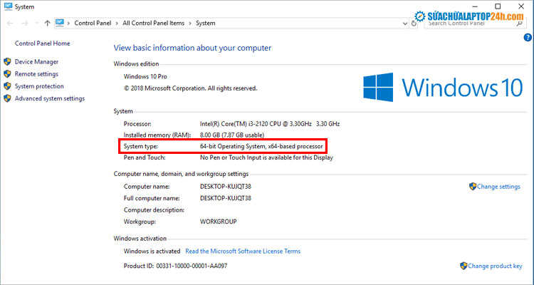 Máy tính đang sử dụng Windows 64-bit và có thể nâng RAM