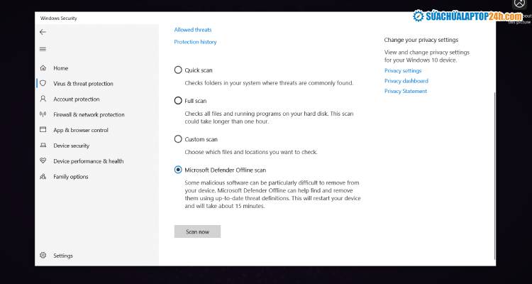 Tích chọn như hình và click Scan now