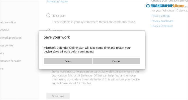 Bấm Scan để tiến hành quét virus trên máy tính