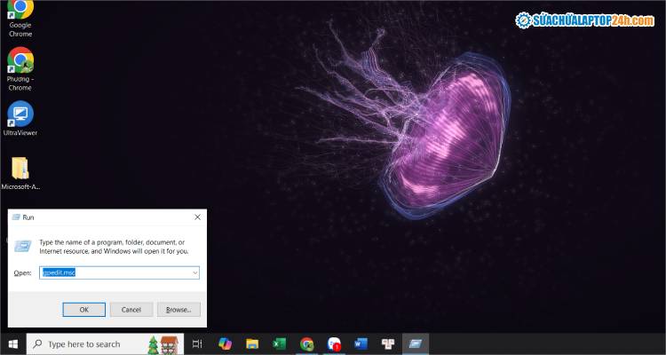 Mở hộp thoại Run và nhập câu lệnh như hình