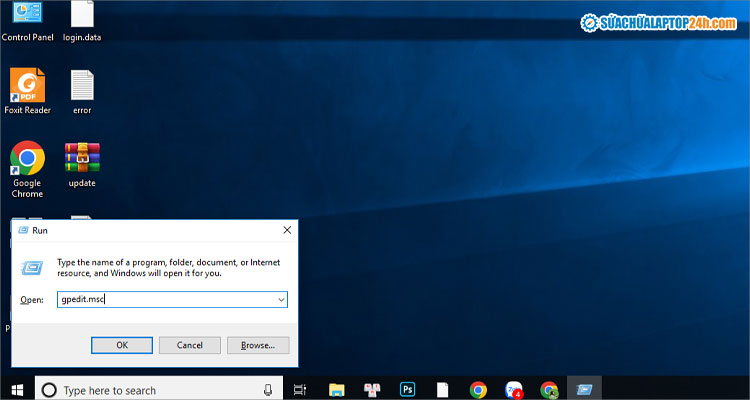 Nhập lệnh gpedit.msc
