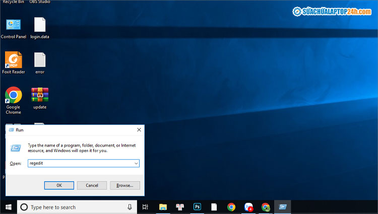 Nhập lệnh như hình để mở Registry