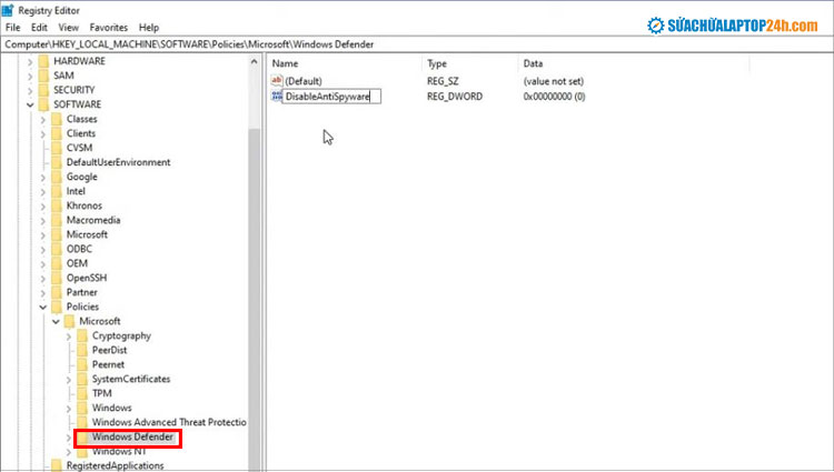 Đổi giá trị trong khung Value Data thành 1 như hình