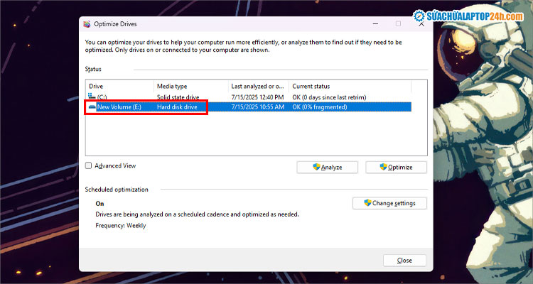 Thực hiện chống phân mảnh ổ cứng HDD để khắc phục laptop chạy chậm và hay bị treo