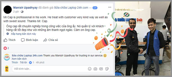 Customer talked about SUACHUALAPTOP24h.com