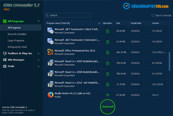 Phần mềm IObit Uninstaller có giao diện đẹp mắt