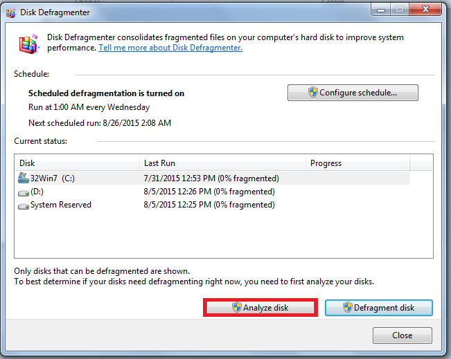 Chống phân mảnh ổ cứng trong Windows 7