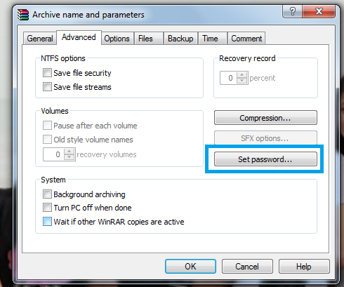Tạo file tự giải nén và đặt mật khẩu cho file nén