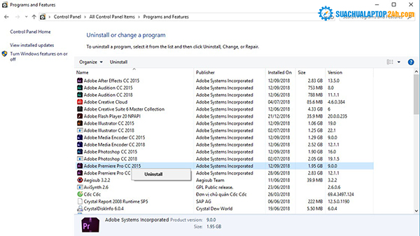 uninstall những phần mềm không cần thiết